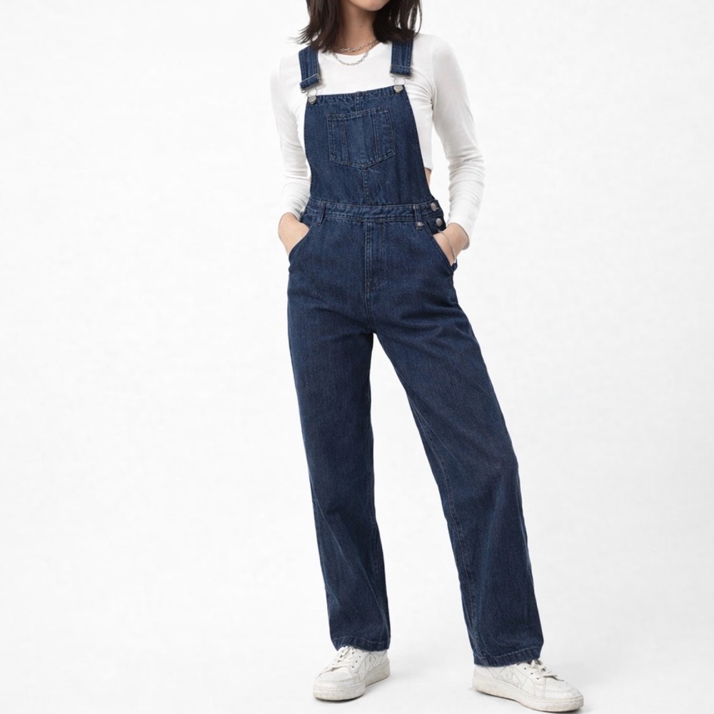 AMERICAN BAZI Dark Blue Jean Denim Overalls Bibs Indie Grunge Utility 90s Size S